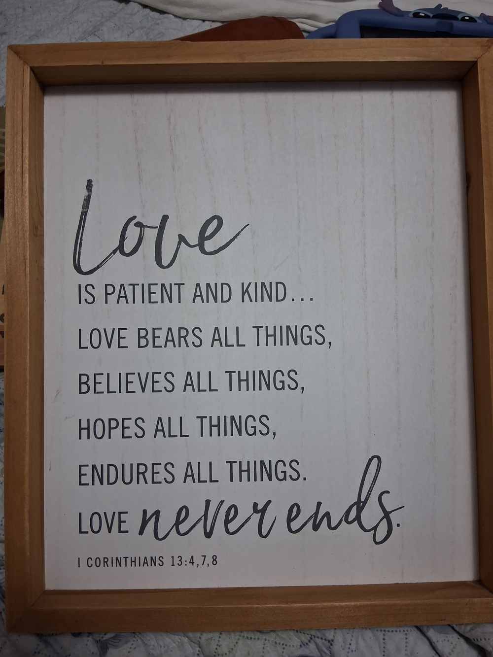 Love Is Patient and Kind Framed Wall Art - White and Brown